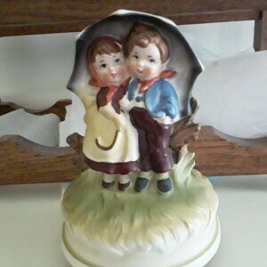 Hummel Inspired Ceramic Music Box - Featuring Little Boy and Little Girl